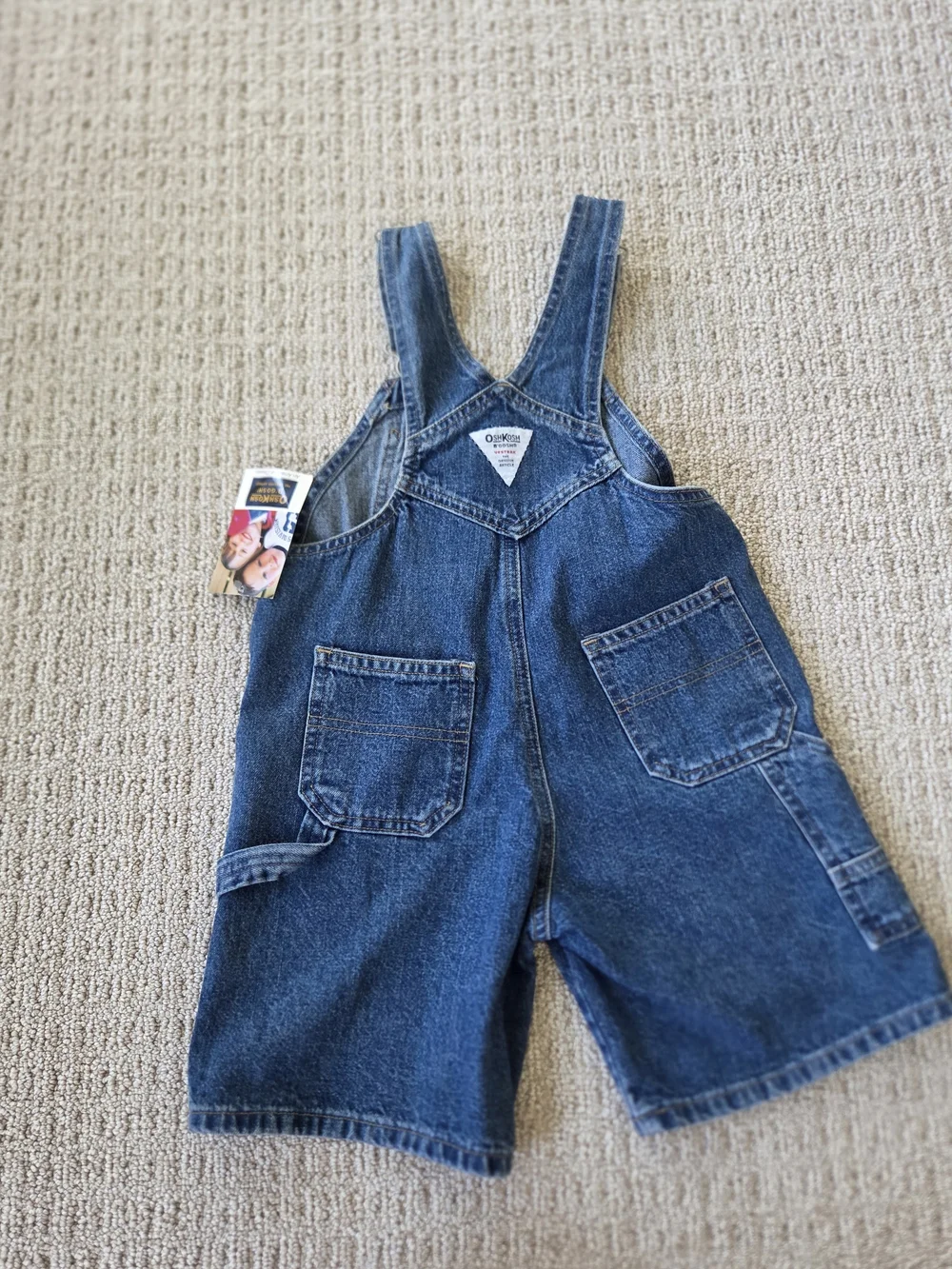 90's Vintage OshKosh B'gosh Dark Blue Denim Kids Shortall Overalls